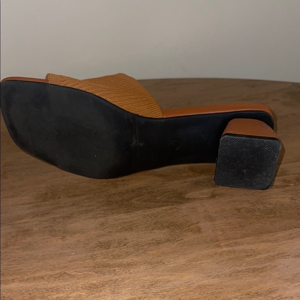 4 for $40 - Tan Leather Mules with Textured Strap - Picture 13 of 15